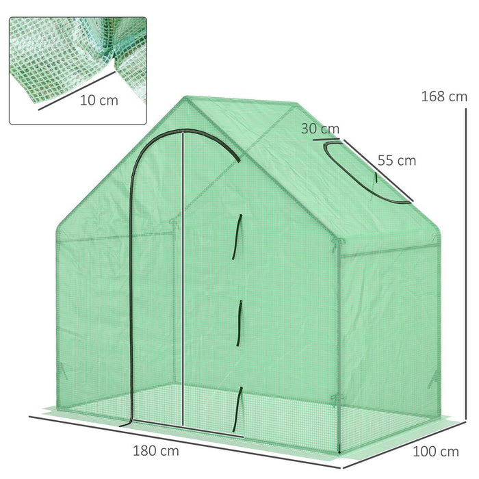 Outsunny Walk-In Portable Greenhouse Mini Grown House Steel Frame Window Green