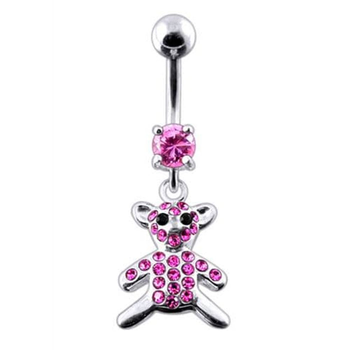 Fancy Jeweled Teddy Bear Dangling Belly Ring