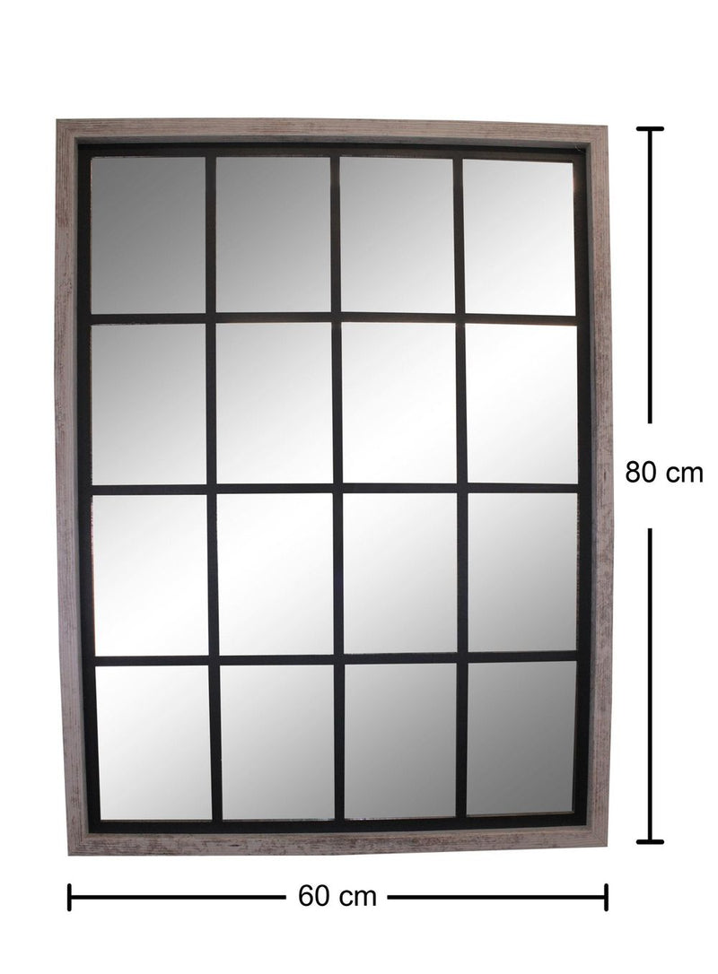Premium Grey Window Style Wall Mirror - 60x80cm - Best Quality