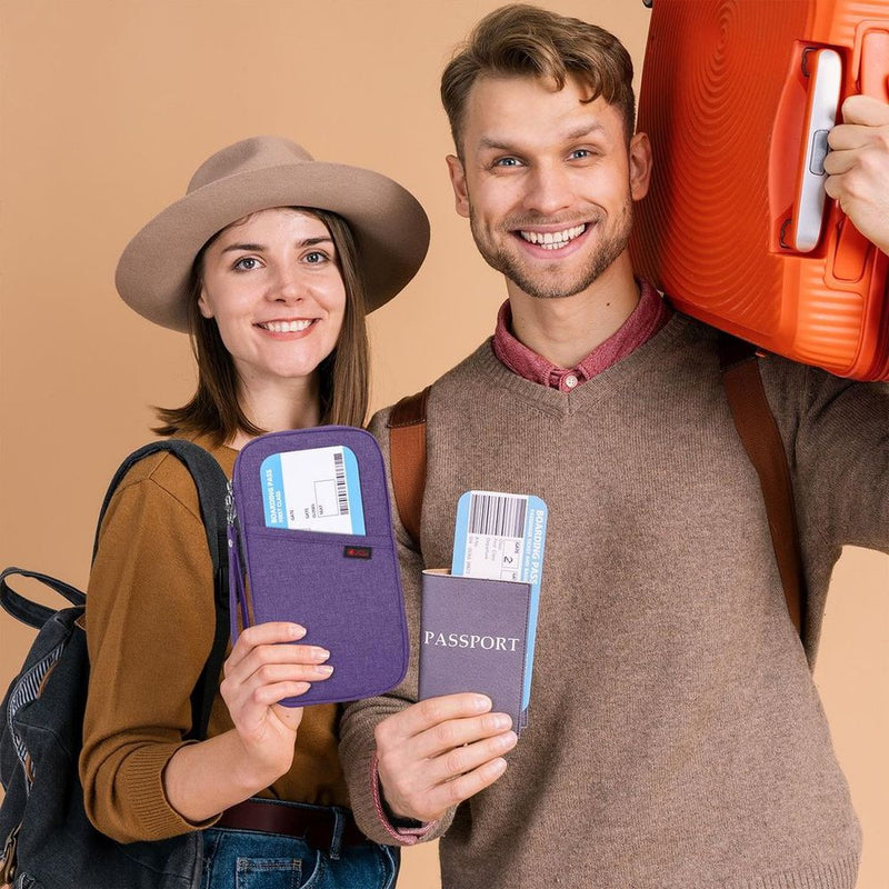 Vinsani Family Travel Holiday Wallet Passport Holder & Document Organiser Case Men Women for Tickets, ID Card, Credit Cards, Currency Holder – Purple