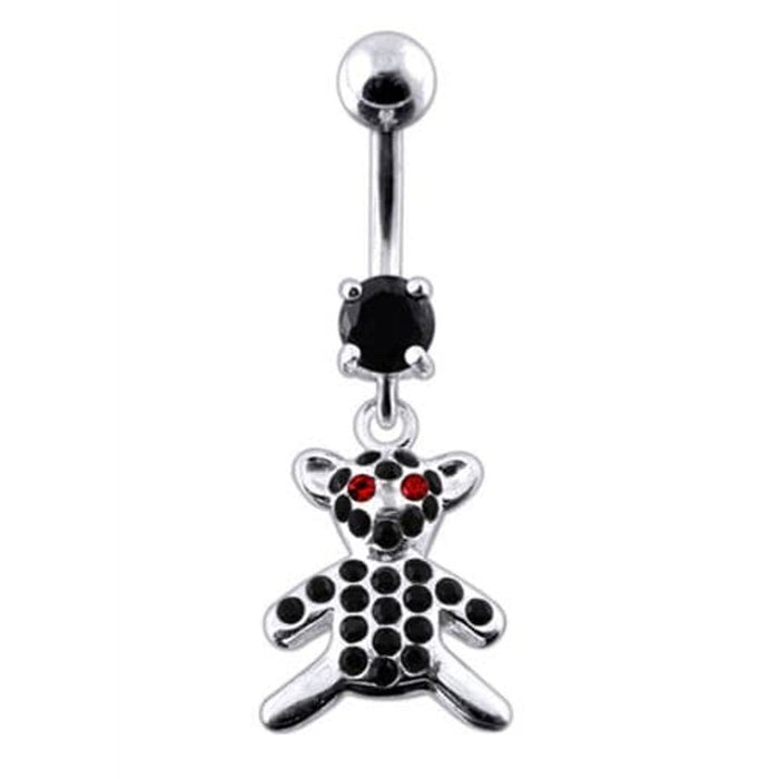 Fancy Jeweled Teddy Bear Dangling Belly Ring