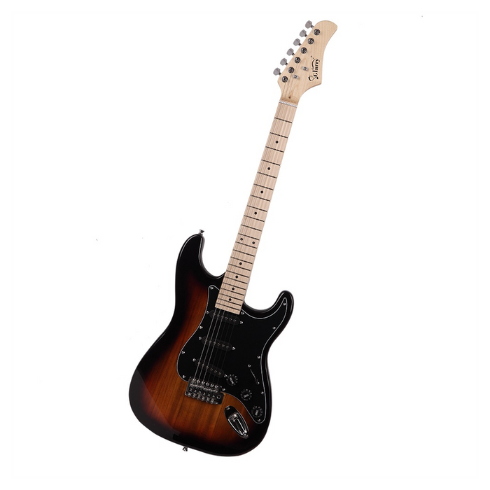 Glarry GST Stylish Electric Guitar Kit with Black Pickguard Sunset Color