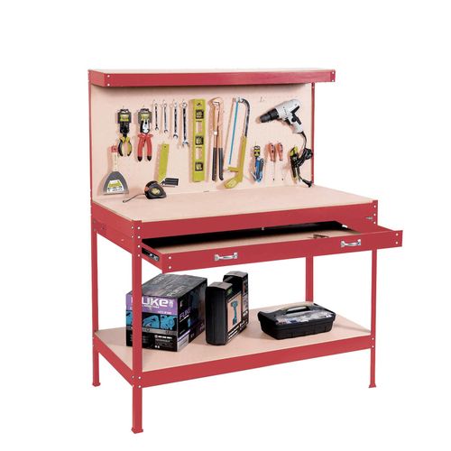 Workbench Heavy-Duty Steel Pegboard Drawer - Red DPD