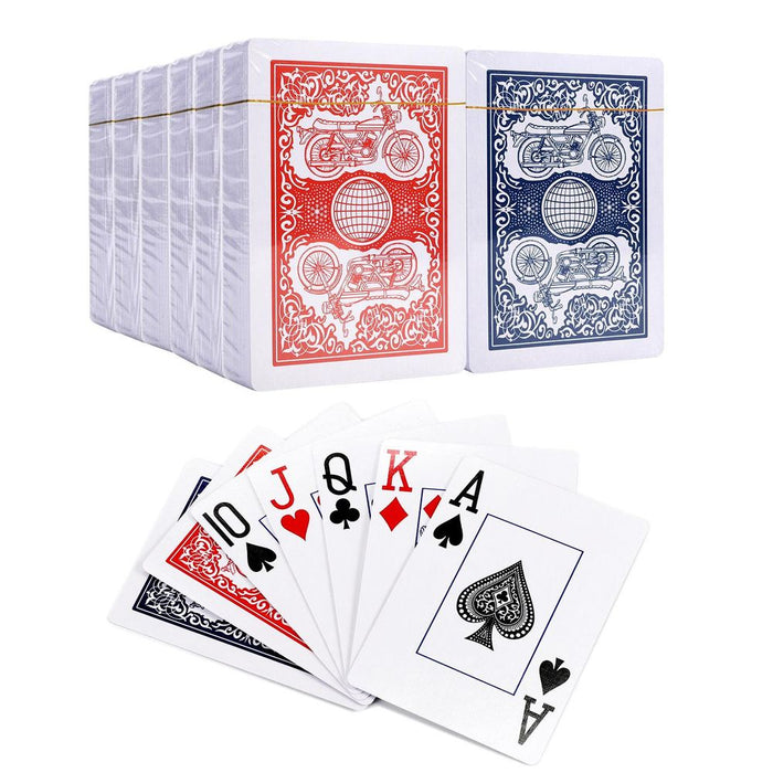 Vinsani Traditional Motorbike Poker Casino Plastic Coated Playing Cards Decks (2 / 4  / 6 / 12)