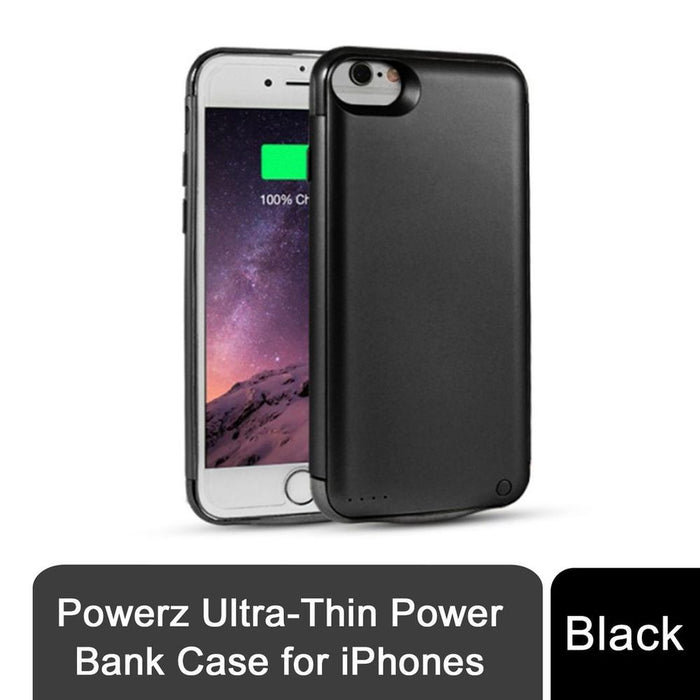 Powerz Ultra-Thin Power Bank Case for 6/6S/7 - Black, 3500mAh, Lightweight & Protective