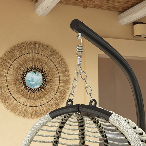 Outsunny Hanging Swing Chair w/ Thick Cushion, Hanging Chair, Dark Grey