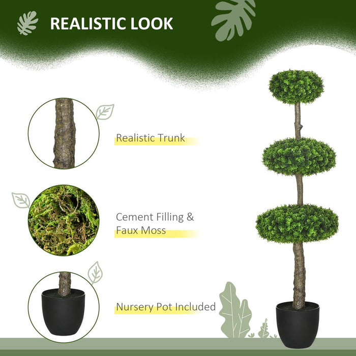 HOMCOM 110cm Artificial Plants Boxwood Ball Topiary Trees Set of 2 in Pot