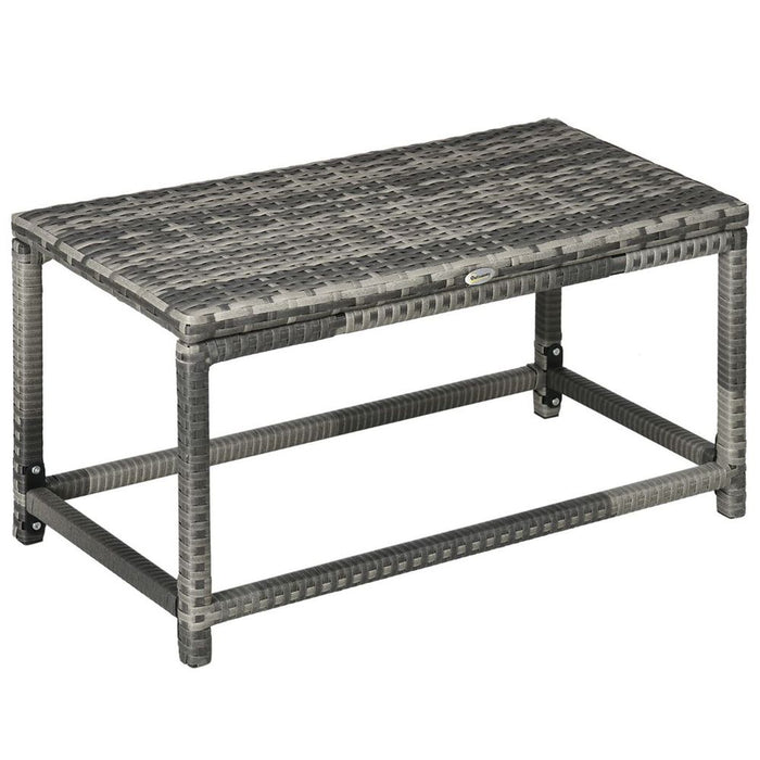 Premium Grey Outdoor Coffee Table - Durable Rattan Top, Sturdy Steel Frame, Spacious Design, Easy Assembly