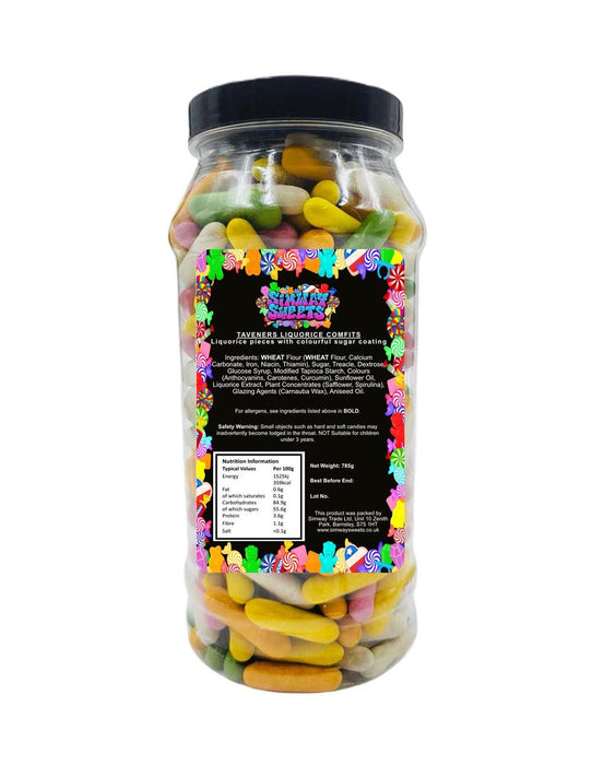 Liquorice Comfits Retro Sweets Gift Jar - High-Quality, Fast Delivery - Perfect for Gifting or Self-Indulgence