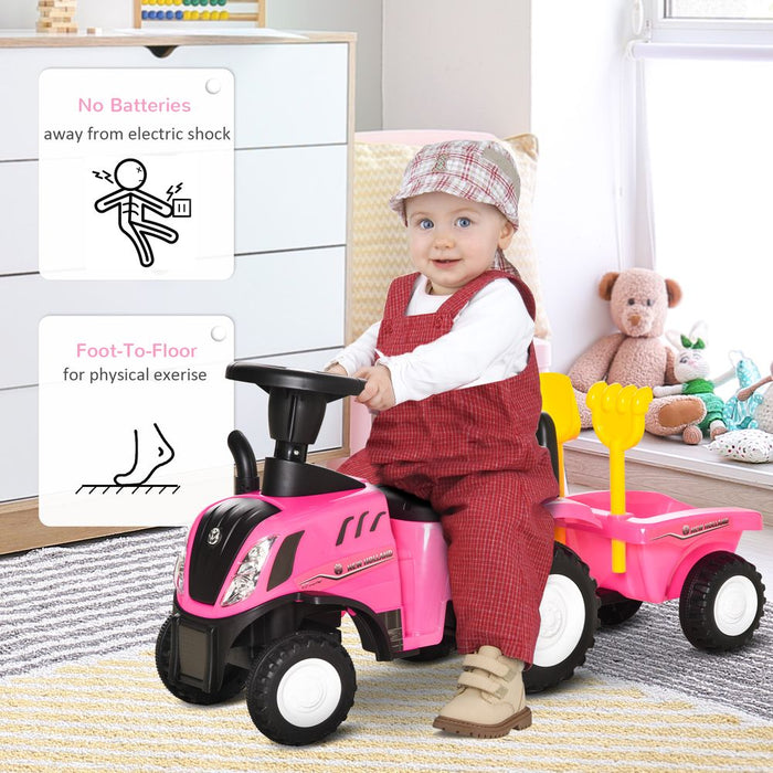 High-Quality Pink Sliding Car w/Horn - Indoor & Outdoor - Ages 12-36 Months - 25 kg Load - Battery Powered