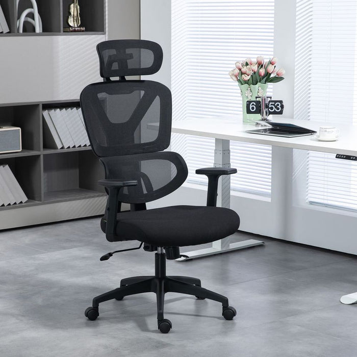 Vinsetto Mesh Office Chair - Adjustable Height & Headrest - Black