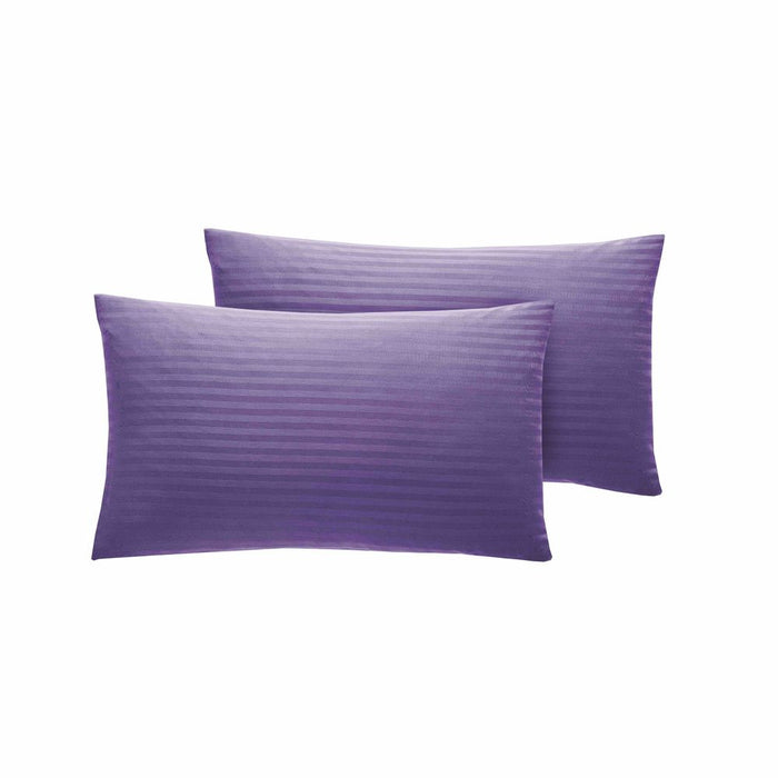 300 TC - 100% Cotton Sateen Stripe Pillowcase Pair Gothic Grape