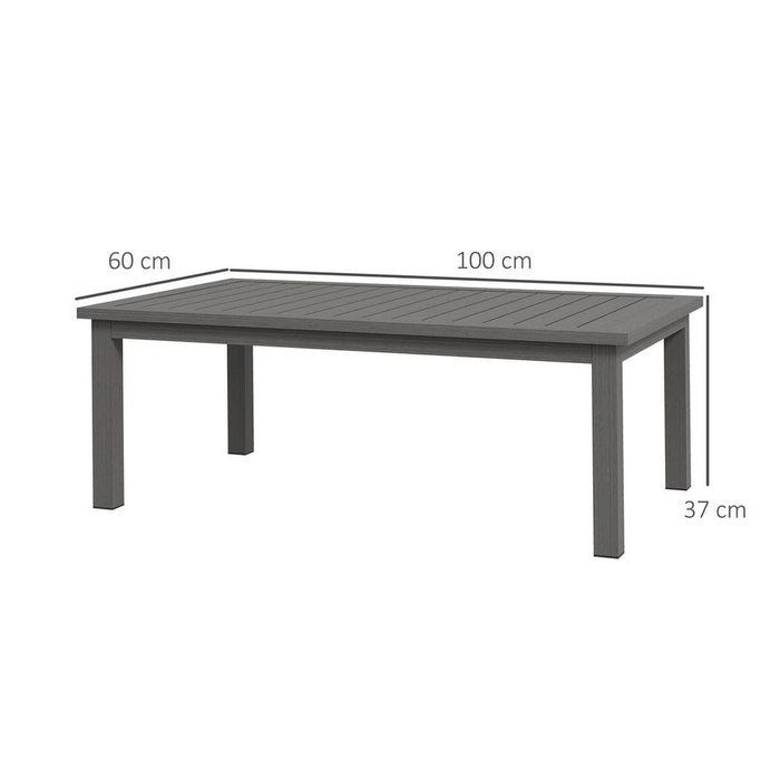 Premium Outsunny Aluminium Outdoor Coffee Table - Brown Wood Grain - Sturdy & Stylish - Protect the Patio - Foot Pads