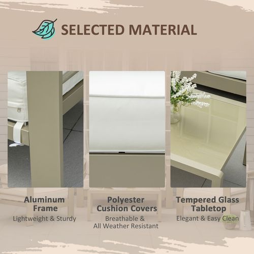 4 PCs Aluminium Garden Furniture Set w/ Thick Padded Cushion