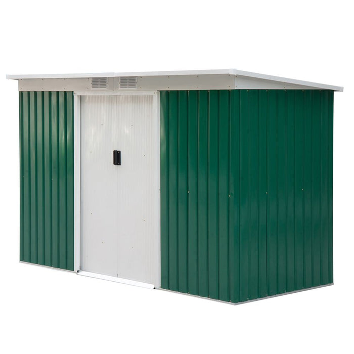 9ft Garden Storage Shed - Metal, Ventilated, Double Doors. High-Quality Tool Box for Equipment.