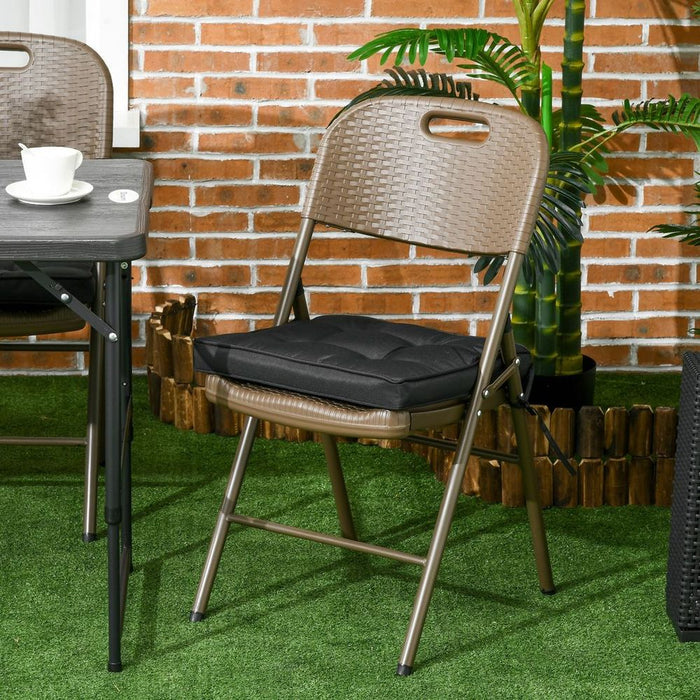 Premium Black Replacement Garden Seat Cushion | 40 x 40cm | Ties | Dining Chair Pad