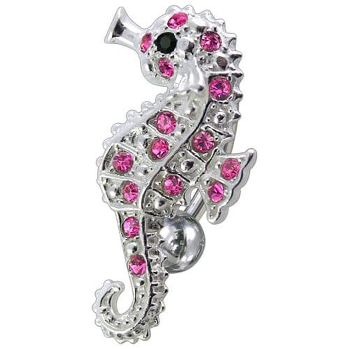 Fancy Jeweled Sea Horse Reverse Dangling Belly Ring