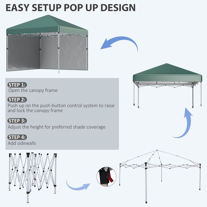 Premium Pop Up Gazebo | 3x3 (M) | 2 Sidewalls | Green