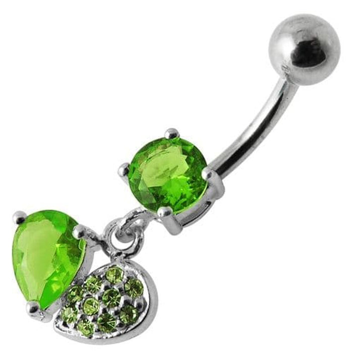 Fancy Design Jeweled Dangling SS Bar Belly Button Ring