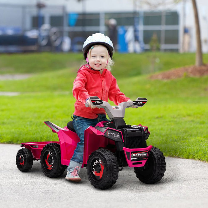 Premium Pink Electric Quad Bike for 18-36 Months with Trailer - High-Quality and Easy Assembly