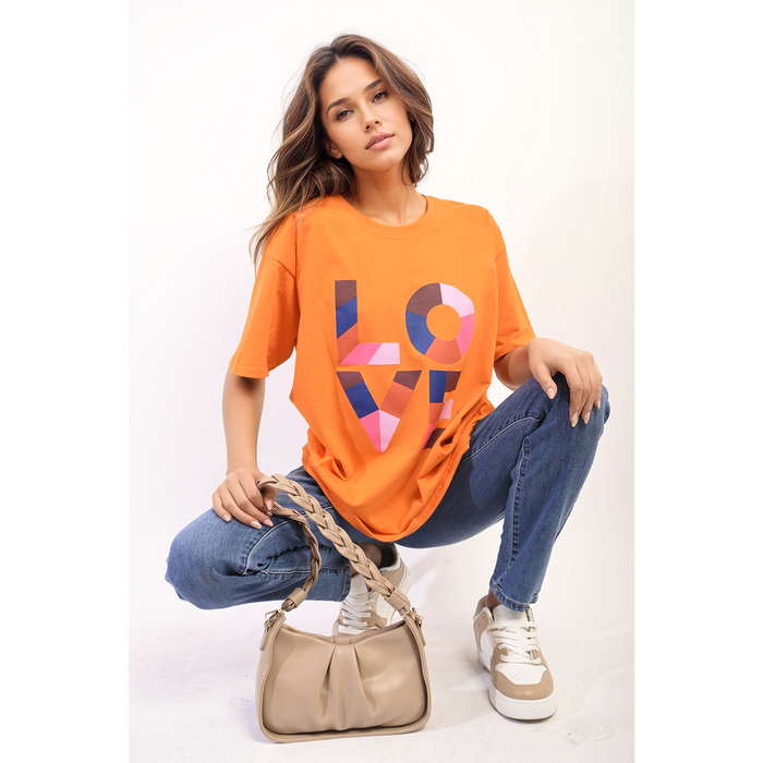 Oversized Love Slogan Print Top - Spread Love and Style!