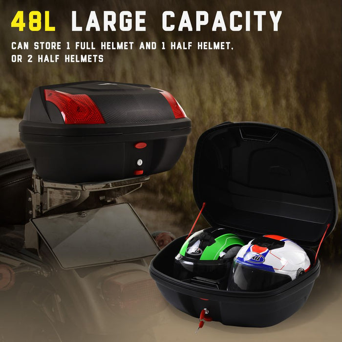 48L Motorcycle Trunk - Travel Luggage Storage, Fits Helmet - HOMCOM