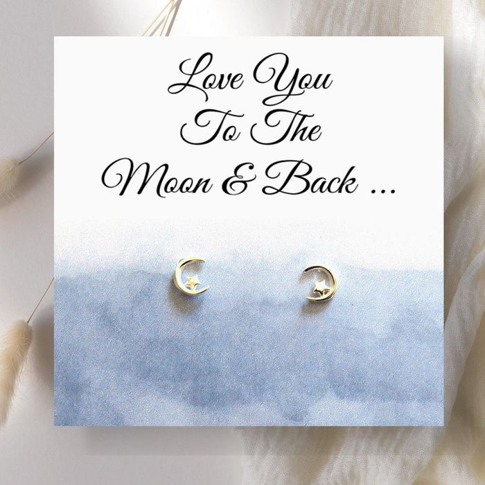 Love You To The Moon & Back Earrings on Message Card