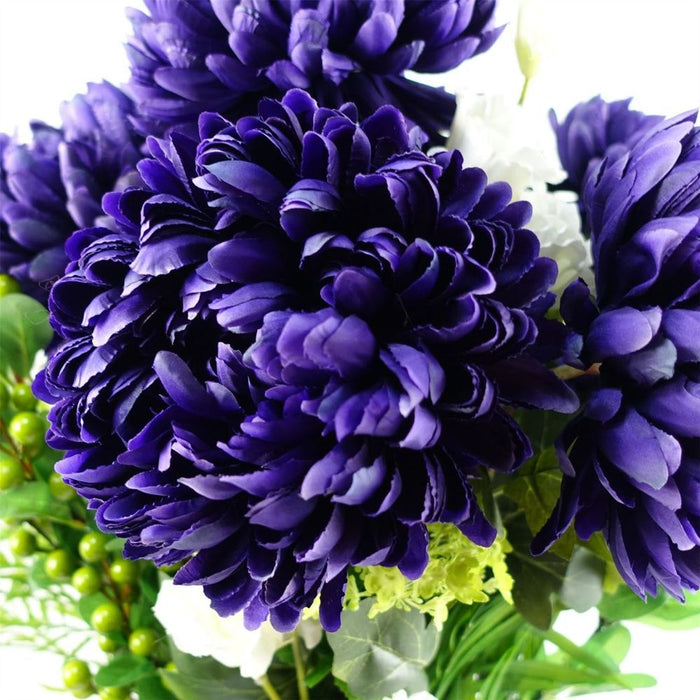 6 Extra Large Purple Reflex Chrysanthemum - Silk Petals