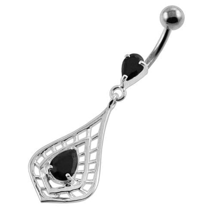 Tear Shape Cut out with Tear Gem Navel Belly Button Piercing