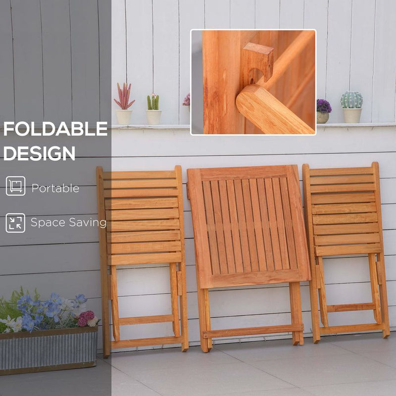 Premium Teak 3Pcs Garden Bistro Set – Folding Outdoor Chairs & Table