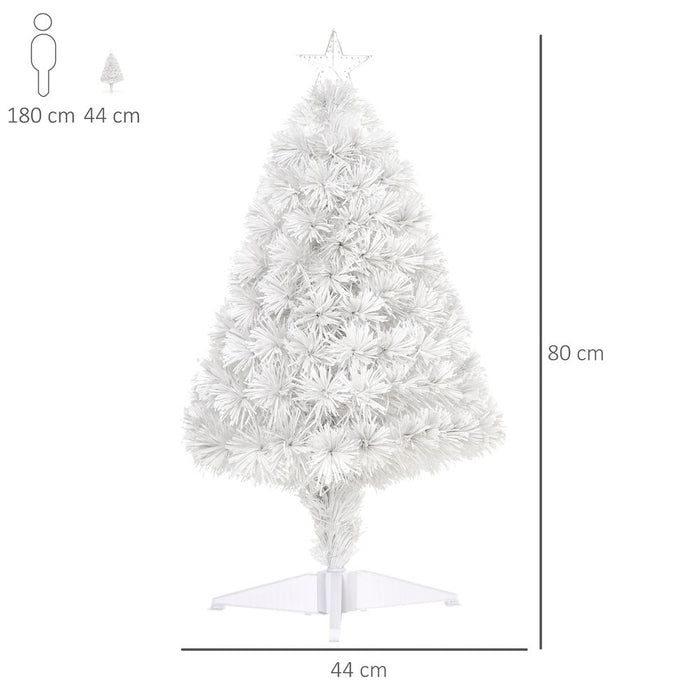 2.5FT Prelit Artificial Tabletop Christmas Tree with Fibre Table and Desk White