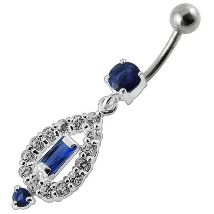 Fancy Vinatge Royal Design Jeweled Dangling Curved Belly Ring