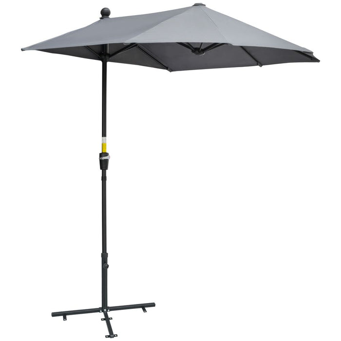 Premium Outsunny 2m Half Garden Parasol - Crank Handle, Dark Grey - Quality Guaranteed!