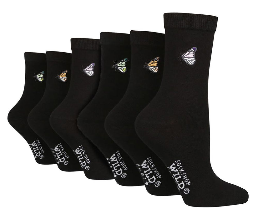 Wildfeet Ladies 6 Pack Embroidered Crew Socks