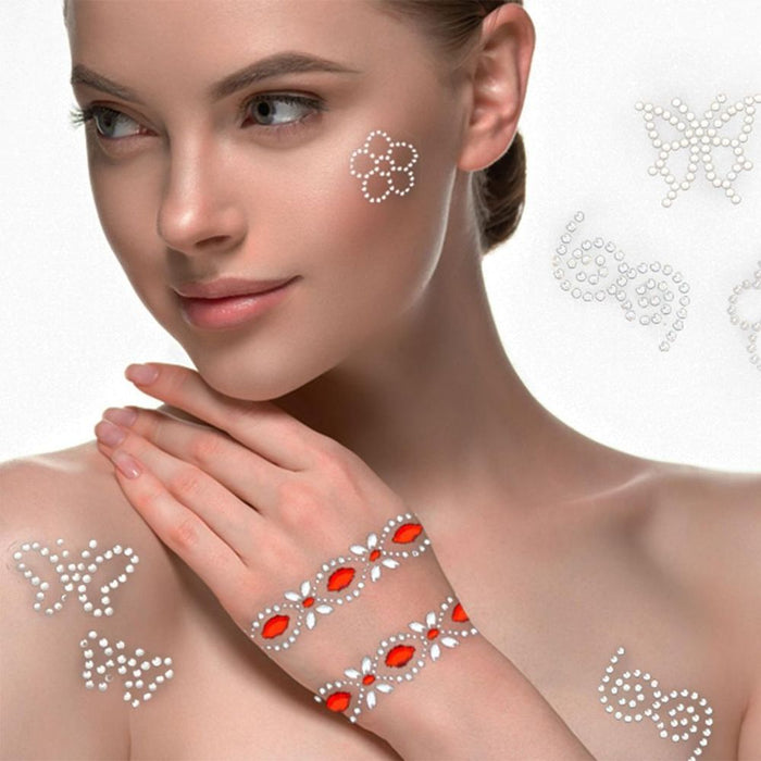 PMS Body Crystal Arm Bracelet - Self Adhesive Design Crystals, High Quality