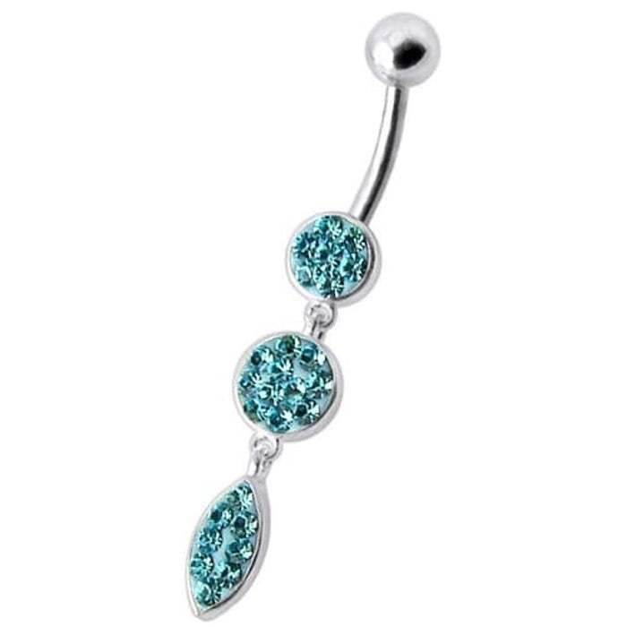 Fancy Pressure Setting  Jeweled Dangling Belly Ring