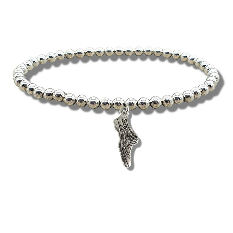 Silver Beaded Running Shoe Bracelet - Perfect Gift for Runners & Fitness Enthusiasts