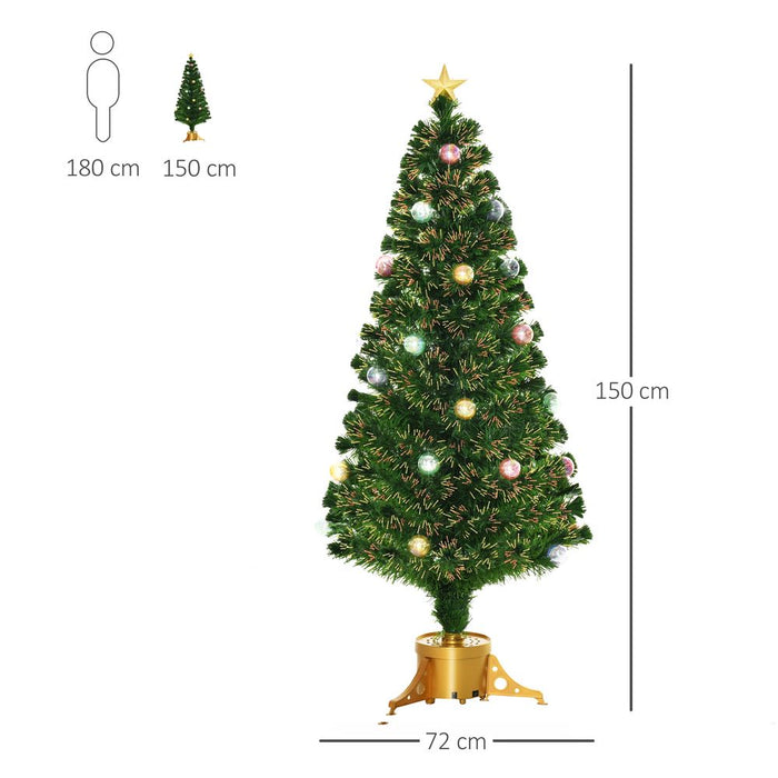 5FT Prelit Artificial Christmas Tree Fiber Optic Xmas Indoor Golden Stand Green