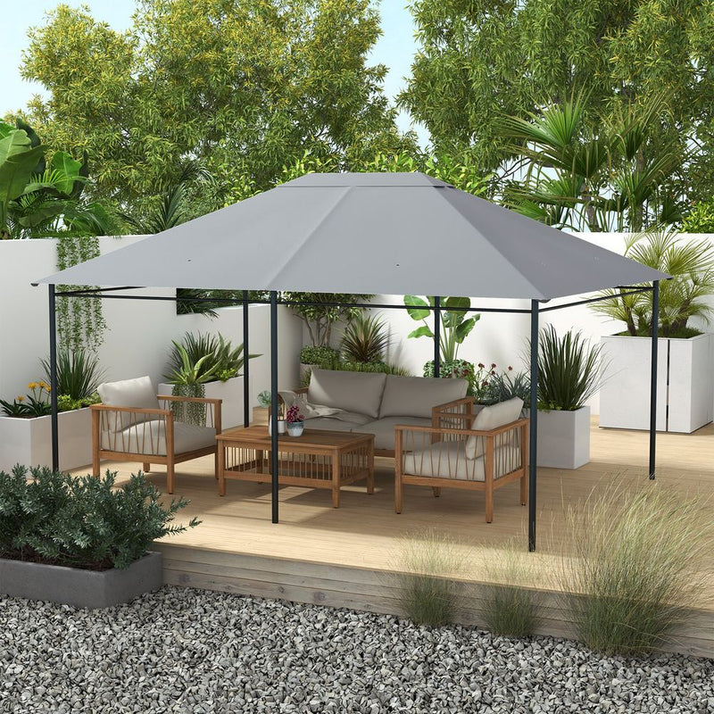 Outsunny 3x4m Gazebo Canopy Replacement - Light Grey