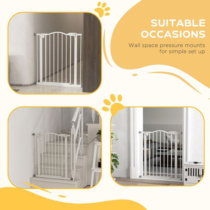 PawHut 74-80cm Adjustable Pet Gate Barrier- Auto-Close, Metal, High Quality