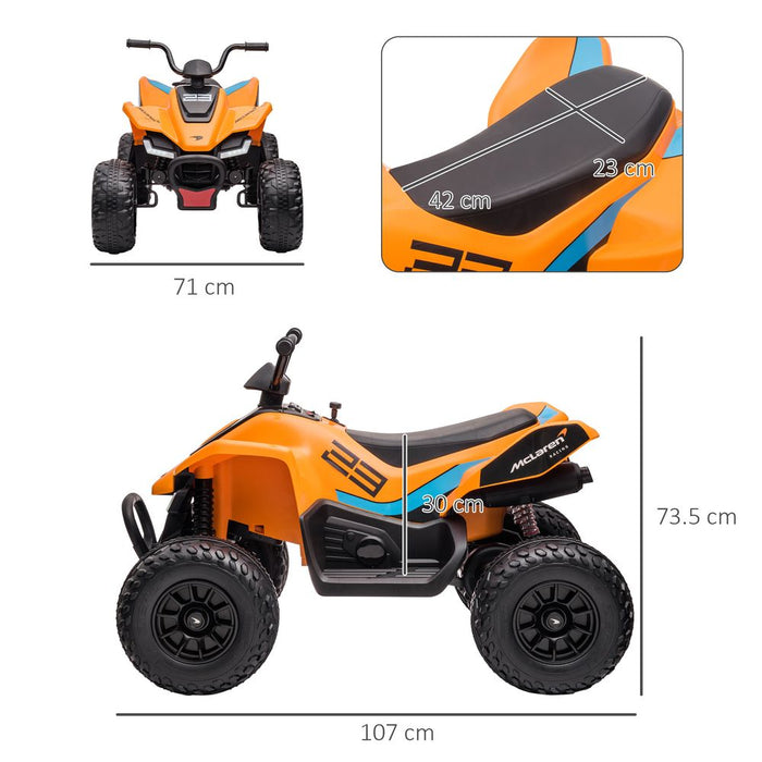 McLaren MCL 35 Liveries Licensed 12V Quad Bike w/ Suspension Wheels - Orange