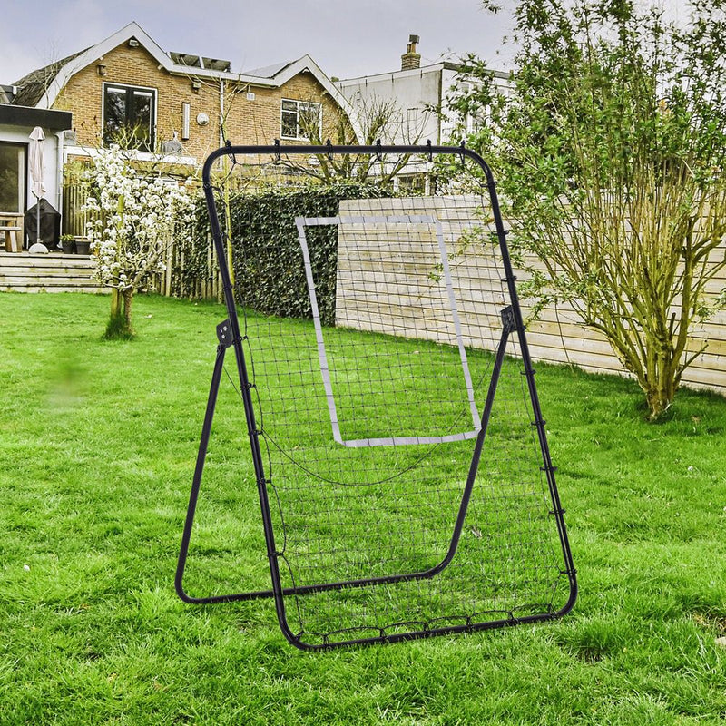 HOMCOM Foldable Football Rebounder Net, Large Football Goal Training Aid Soccer Kickback Target Zone Goal Play Adjustable Angles for Kids & Adult Black