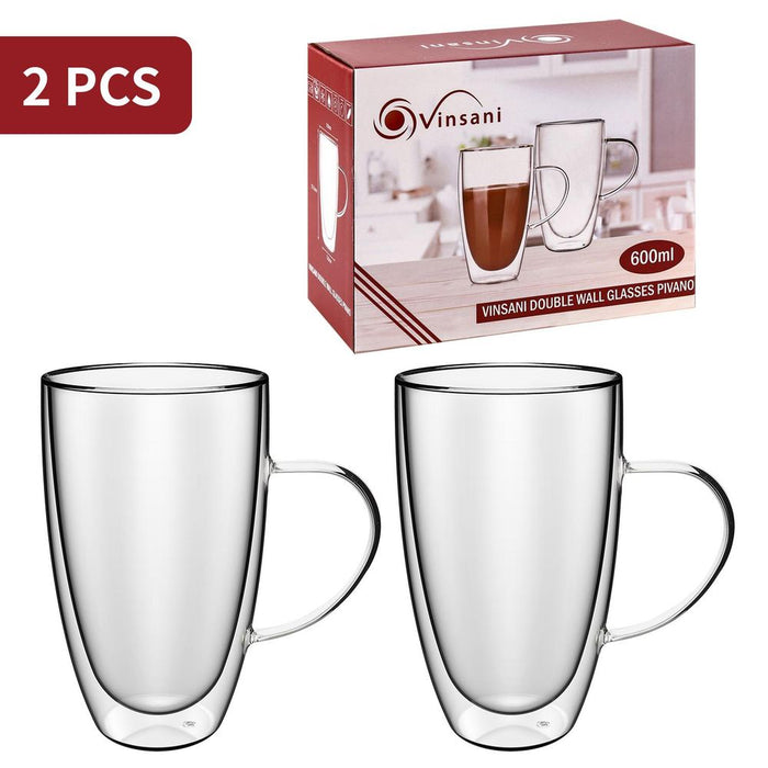 Ultimate Double Wall Glasses - VINSANI PIVANO 1010315. Perfect for Hot & Cold Drinks!