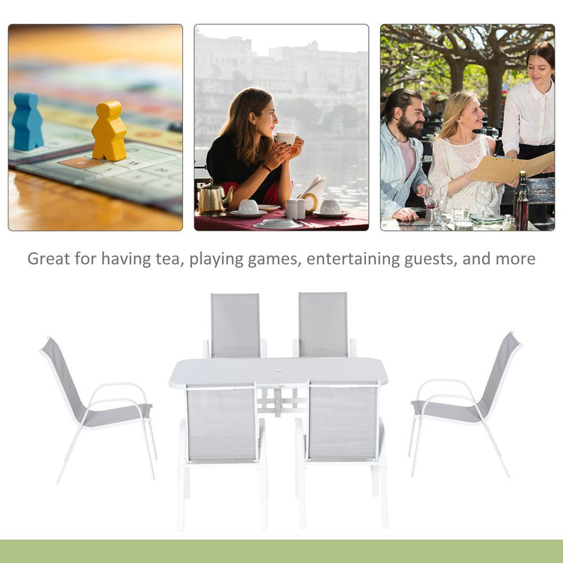 Premium 6 Seater Outdoor Dining Set | Rust-Resistant | Patio Furniture with Umbrella Hole