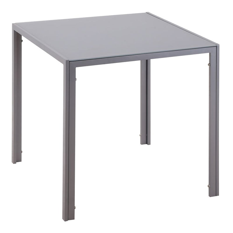 HOMCOM Modern Square Dining Table, Seats 4, with Glass Top & Metal Legs for Dining Room, Living Room, Greyare Design with Tempered Glass & Metal Legs