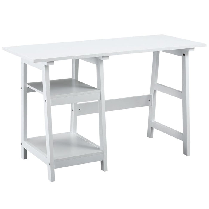 Premium White Computer Desk with Storage and Bookshelf - High-Quality Workstation