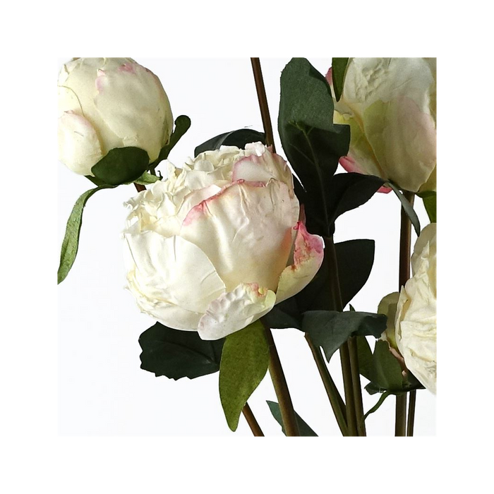 55cm Cream Peony Artificial Flowers Spray - 4 Flowers 3 Buds