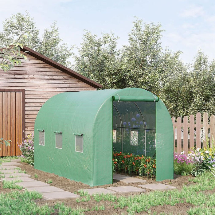 High-quality 3.5x3x2m Polytunnel Greenhouse Tent w/ PE Cover - Perfect for Home Gardening!