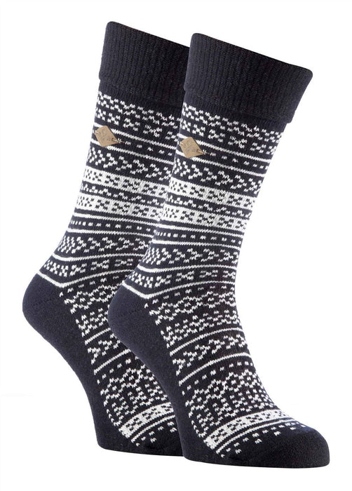 Farah 1920 - 2 Pairs Mens Wool Socks - Wool Mix Fair Isle Boot Socks