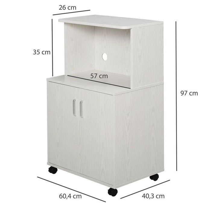 Versatile Microwave Cart on Wheels, White - Increase Your Kitchen Space